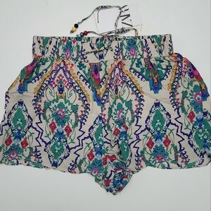 Zara Aztec Print Viscose Shorts Size Large New